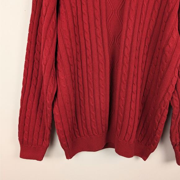 REDGREEN Men's Red Cable Knit Cottom Crew Neck Casual Sweater Size XL - Picture 5 of 8
